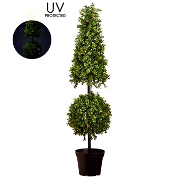 Boxwood - Topiary UV Protected 50 LED lights Battery 42H Ball/Cone - LPB252-GR