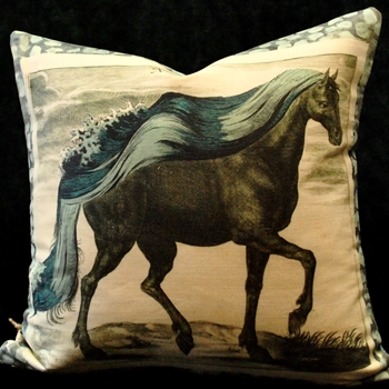 John Derian - Manes Delft Cushion 20in SQ - Horse Side