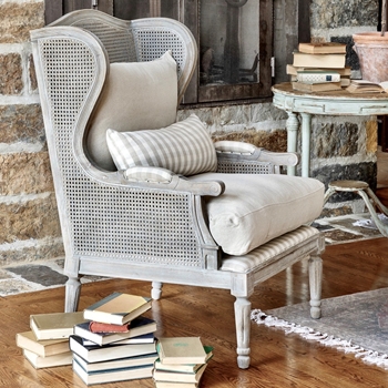 Armchair Wing - Cane & Oak Grey Wash 31W/35D/47H