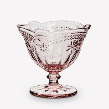 Goblet - Pink Flower Compote 4in
