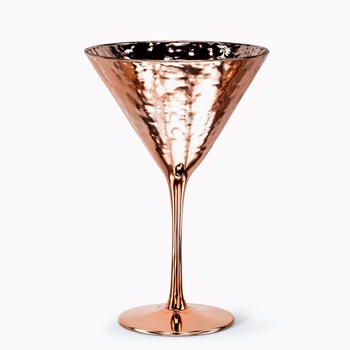 Goblet - Hammered Coppered Glass Martini 8OZ 7.5in