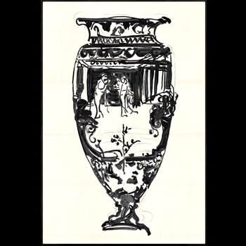 42W/62H Framed Print Cheret Vase II