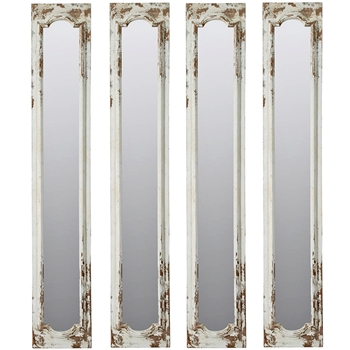 12W/69h Mirror - French Narrow Panel White Washed Sold individually