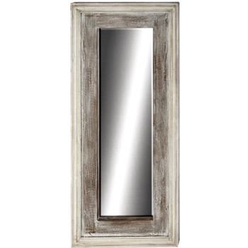 26W/59H Mirror - Simple Antique Whitewash & Taupe
