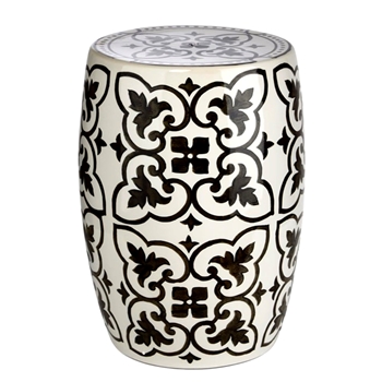 Accent Table - Ceramic Garden Stool Pinta Black & White 13W/18H