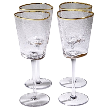 Goblet - Wine Hammered Gold Rim 3.5X8H Sold Individually