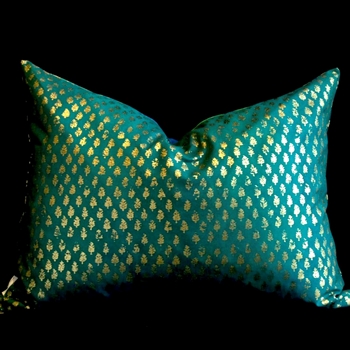 Designers Guild Cushion - Kasavu Emerald Reverse 24W/18H  *