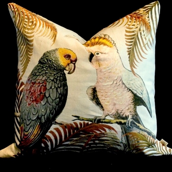 John Derian - Parrot & Palm Parchment Cushion Face 20SQ