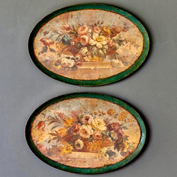 25W/17H Framed Oval - Classic Vintage Floral Tray 2 Styles Sold Individually