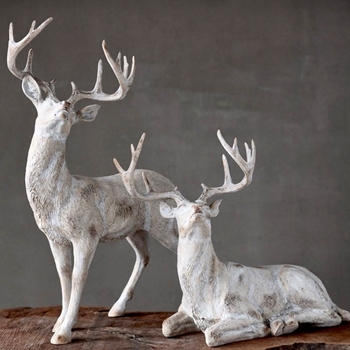 Figure - Deer Whitewashed Standing 16W/21H Inches