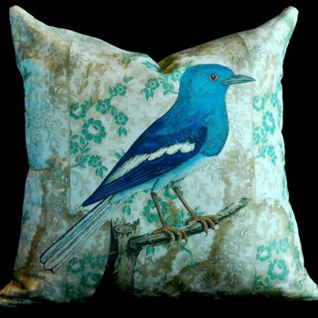 John Derian - Wallpaper Birds Sepia Cushion Face 20SQ