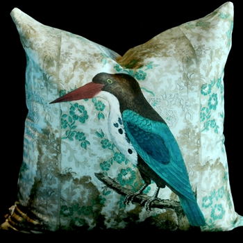 John Derian - Wallpaper Birds Sepia Cushion Reverse 20SQ
