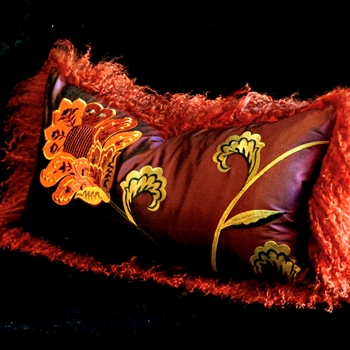 Tibet Fur Henna with Suzanna Purple Shantung Silk Reverse Cushion 24W/12H