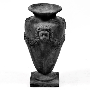 Vase - Lion Garland Fiberglass Dusted Black 6W/16H
