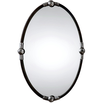 22W/32H Mirror - Carrick Oval Vanity  Black/Pewter