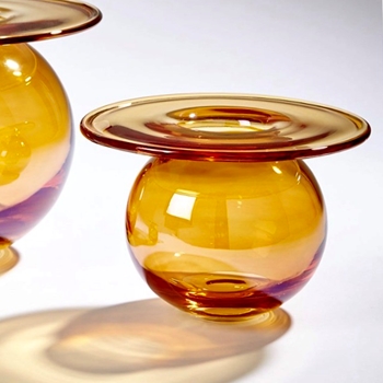 Vase - Globe Broad Rim Iridescent Orange SMALL 7W/5H