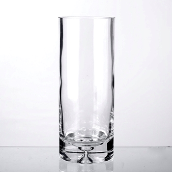 Vase - Cylinder Heavy Bubble Base Clear Glass 5W/12H