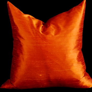 Silk Dupioni Tangerine Cushion 18SQ