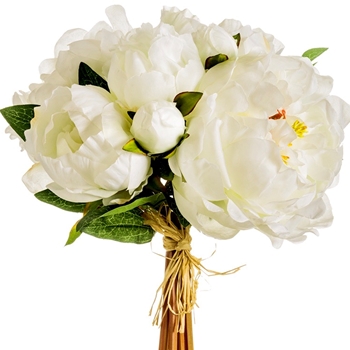 Peony - Bouquet Cream White 14IN - HBQ435-CR