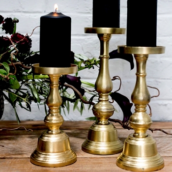 Candle Holder - Athena Gold - 3 Sizes 4.5W X9, 11, 14H  Sold Individually
