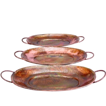 Tray - Copper Oval Set of 3 - 27W/13D/3H