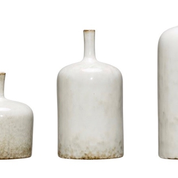 Bottle Vase - Antique White Ceramic MEDIUM 5W/10H