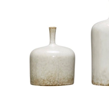 Bottle Vase - Antique White Ceramic SMALL 5W/6H