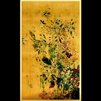 33W/56H Framed Giclee - Lea Floral 1  Gold Leaf on Paper