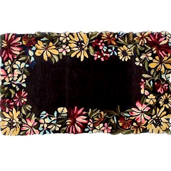 Rug - Butterfly Garden Black Multi  60Lx36in W - Tufted Carved Wool