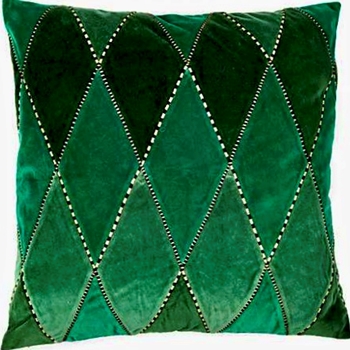MacKenzie Childs Cushion - Emerald Harlequin 20SQ