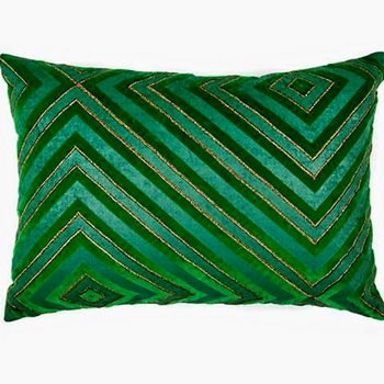MacKenzie Childs Cushion - Emerald Chevron 18x12SQ