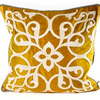 MacKenzie Childs Cushion - Byzantine Gold & Ivory 18SQ