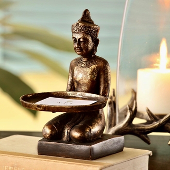 Buddha - Tray Bronzed Resin 5W/3D/8H