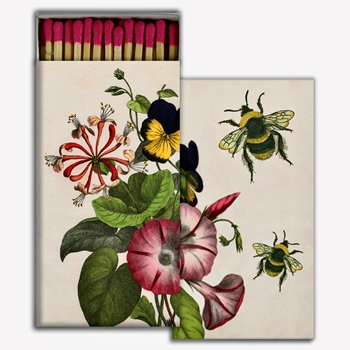 Matches - John Derian Bee, Pansy, Morning Glory - 4x2in Box50