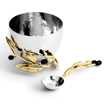 Aram Olive Gold Stainless Steel Nut Bowl with Spoon 5W/4D/3H