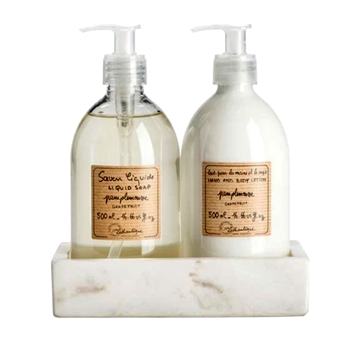 Lothantique - Belle de Provence Marble Caddy Tray 7x4x1.5in White (soap & lotion sold separately)