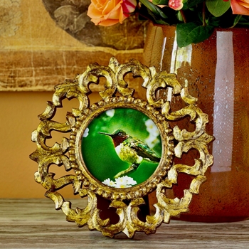 Photo Frame - Chantilly Round 8in Gilded Wood