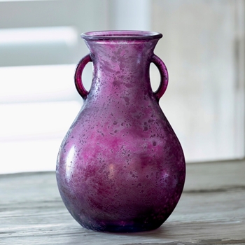 Vase - Frosted Handled Berry Glass MD 6W/10H