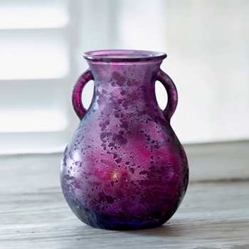 Vase - Frosted Handled Berry Glass SM 5W/6H