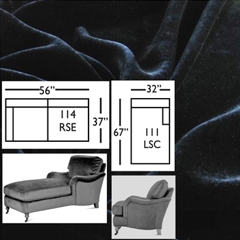 Robin Bruce - Julia Sectional Small LSC Chaise + 2 Seat Love Black Velvet 88W/67L/37D/35H