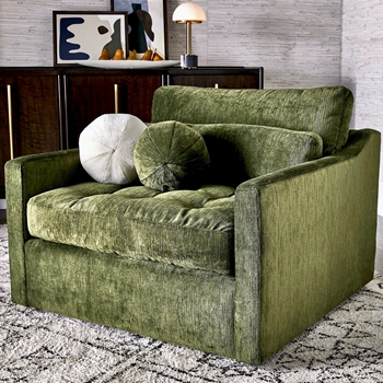 Armchair - Double Martini Swivel Olive Chenille Velvet 41W/38D/32H - Please call for Pricing.