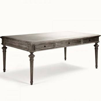 Table - Nadine Limed Oak 78L/59D/32.5H.  6 Drawers (3 each side) - Raw Dry finish design may Require matte Sealant coat dependant on use.