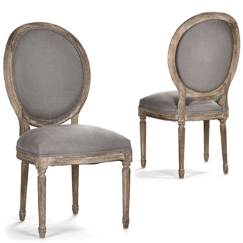 Dining Chair - Medallion Armless 100% Linen Grey, Limed Oak Frame  21W/21D/40H