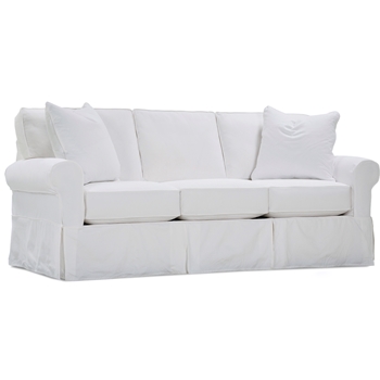 Robin Bruce - Nantucket Sofa Slipcovered  - Crisp White Cotton 84W/40D/38H