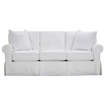 Robin Bruce - Nantucket Sofa Slipcovered Sleeper - Crisp White Cotton 84W/40D/38H