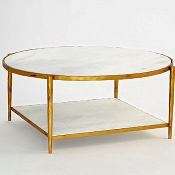 Coffee Table - Circle / Square 45in x 18H.  Natural White Marble  187LB