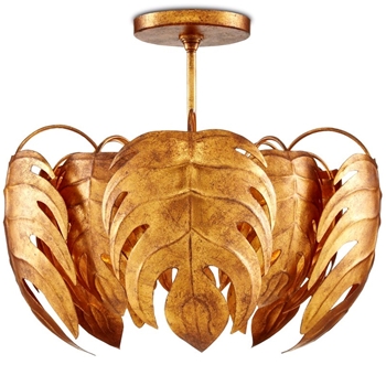 Chandelier - Pendant Irvin Monstera Leaves Gold 19W/12H  1 E26 Socket 13ft Gold Cord