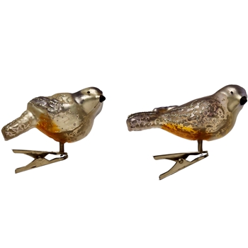 Bird Ornament Clip Vintage Glass 7x2in Sold Individually