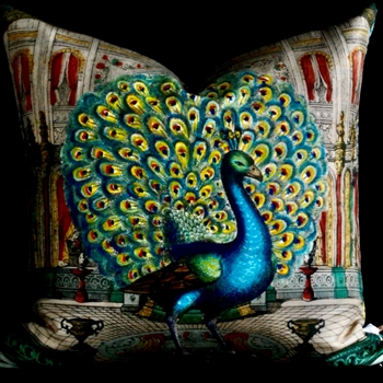 John Derian - Peacock Emerald Decorative Pillow 20SQ