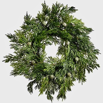 EVW - Wreath - Juniper With Cones Green 14in - YWN429-GR